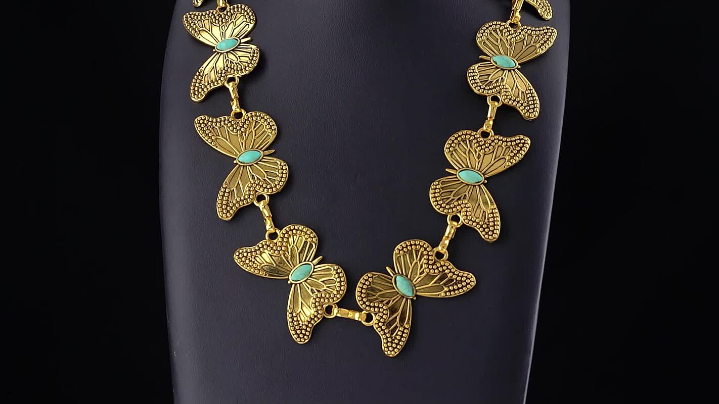 Howlite Butterly Belt in Goldtone (23-28 Inches)