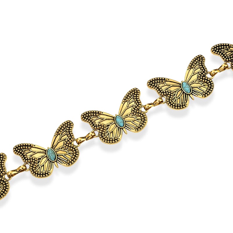 Howlite Butterly Belt in Goldtone