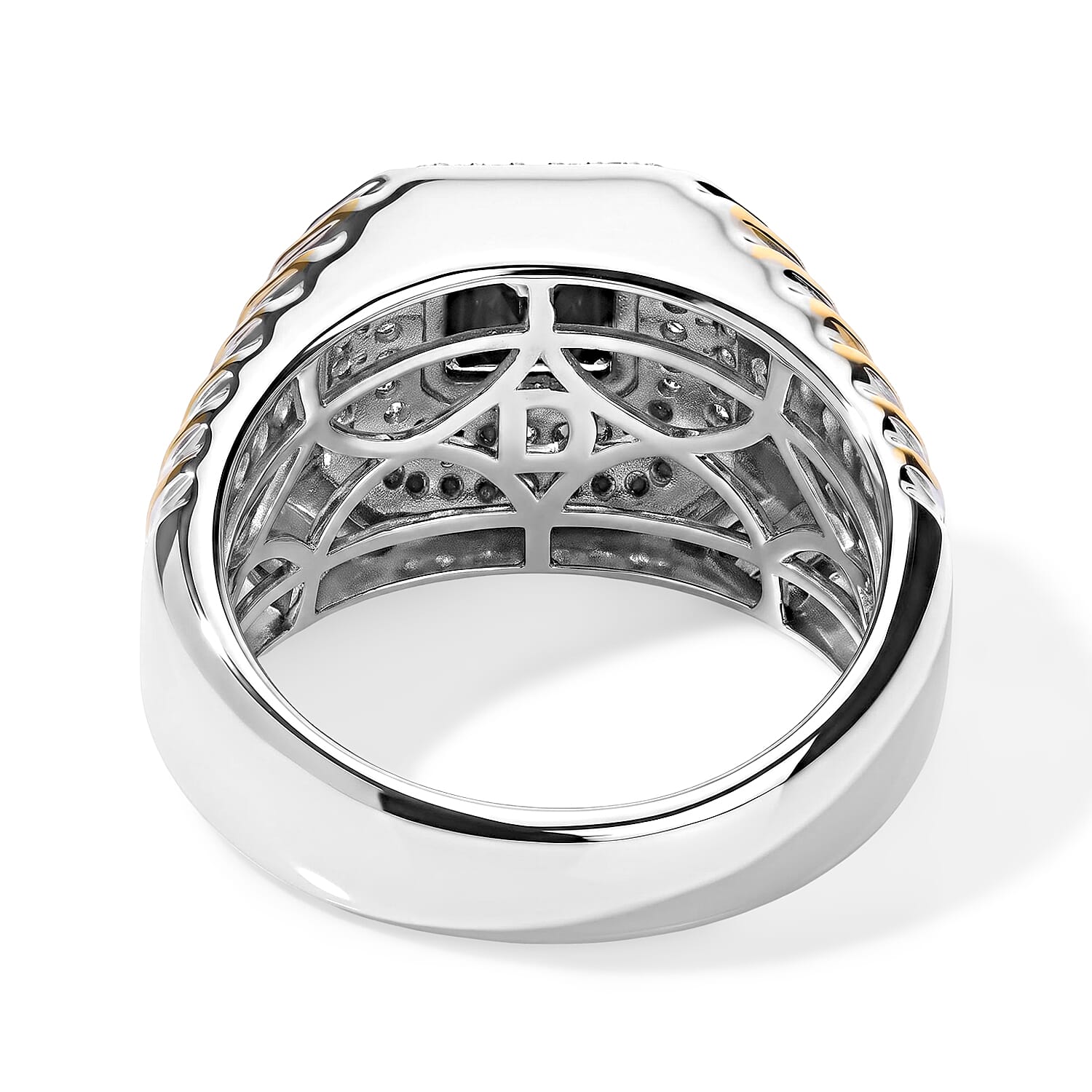 D'Joy Black Moissanite ,  Moissanite  Mens Ring in Rhodium OverSterling Silver ,  Silver Wt. 7 g 2.56 ctw