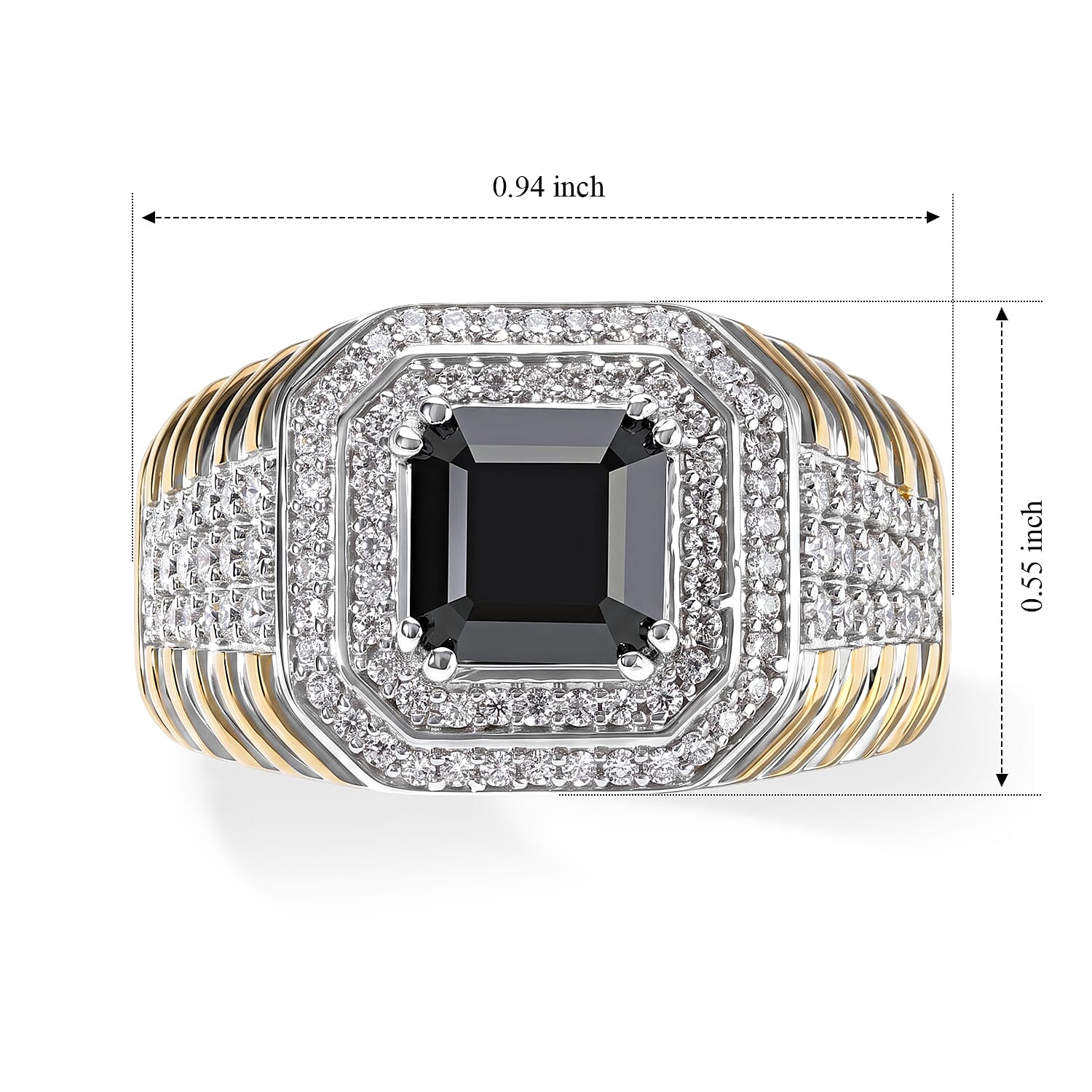 D'Joy Black Moissanite ,  Moissanite  Mens Ring in Rhodium OverSterling Silver ,  Silver Wt. 7 g 2.56 ctw