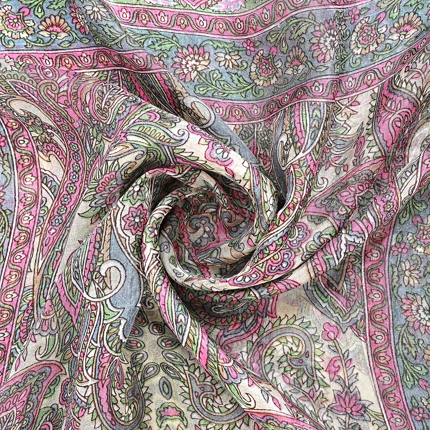 La Marey Golden Paisley Print 100% Mulberry Silk Scarf