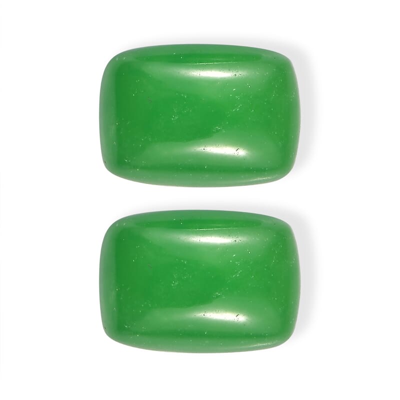 Green Jade Set of 2 (D) (Cush 7x5 mm) 2.19 ctw