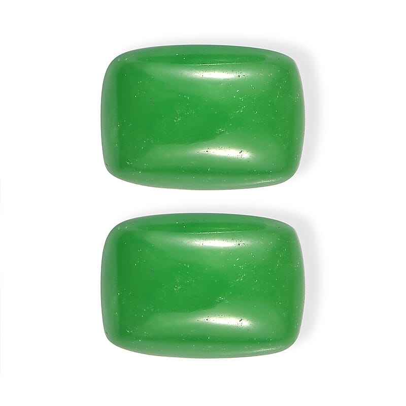 Green Jade Set of 2 (Cush 7x5 mm) 2.19 ctw
