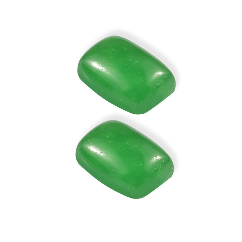 Green Jade Set of 2 (D) (Cush 7x5 mm) 2.19 ctw
