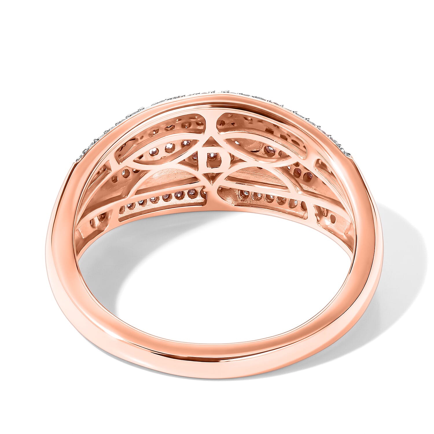 D'Joy Natural Pink and White Diamond 0.50 ctw Band Ring in 18K Vermeil Rose Gold Over Sterling Silver (Size 6.0)