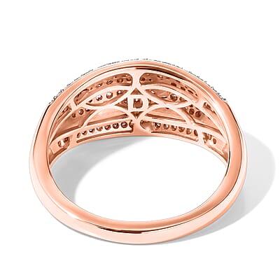D'Joy Natural Pink and White Diamond 0.50 ctw Band Ring in 18K Vermeil Rose Gold Over Sterling Silver (Size 6.0)