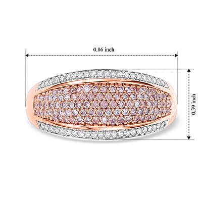 D'Joy Natural Pink and White Diamond 0.50 ctw Band Ring in 18K Vermeil Rose Gold Over Sterling Silver (Size 6.0)