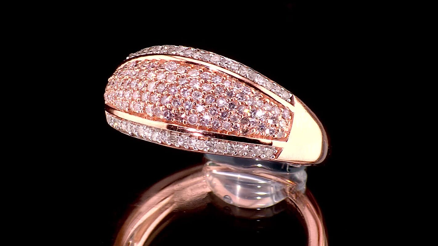 D'Joy Natural Pink and White Diamond 0.50 ctw Ring in 18K Vermeil Rose Gold Over Sterling Silver (Size 7.0)