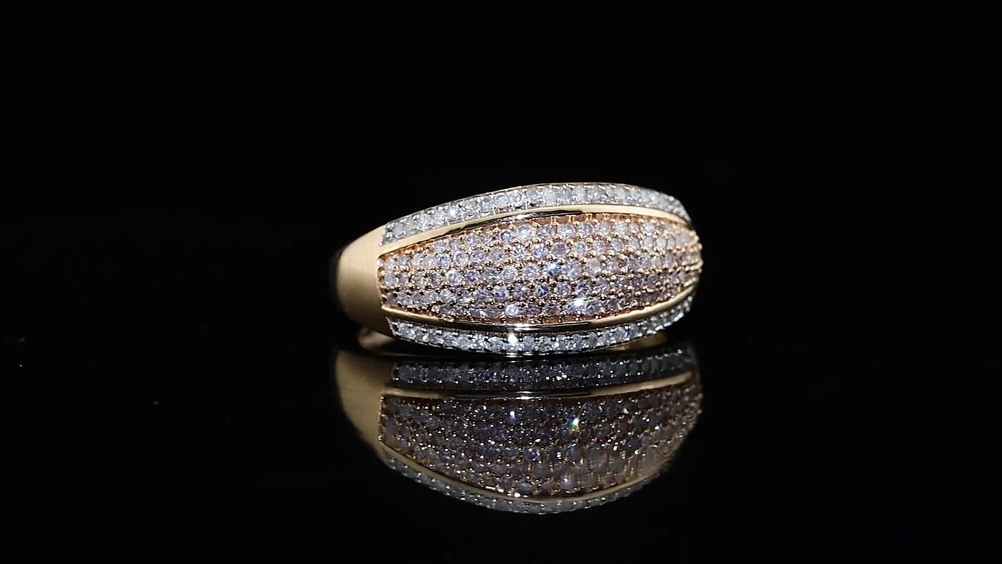 D'Joy Natural Pink and White Diamond 0.50 ctw Ring in 18K Vermeil Rose Gold Over Sterling Silver (Size 7.0)