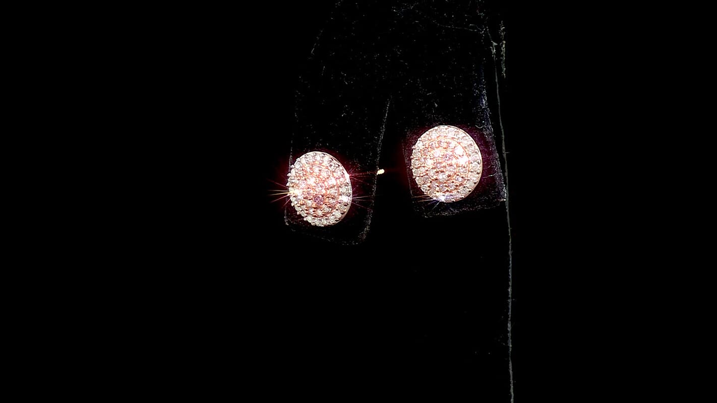 D''Joy Natural Pink and White Diamond 0.50 ctw Earrings in 18K Vermeil Rose Gold Over Sterling Silver