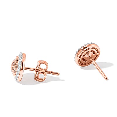 D'Joy Natural Pink and White Diamond 0.50 ctw Earrings in 18K Vermeil Rose Gold Over Sterling Silver