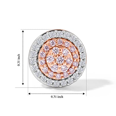 D'Joy Natural Pink and White Diamond 0.50 ctw Earrings in 18K Vermeil Rose Gold Over Sterling Silver