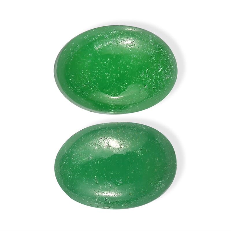 Green Jade Set of 2 (D) (Ovl 7x5 mm) 1.95 ctw
