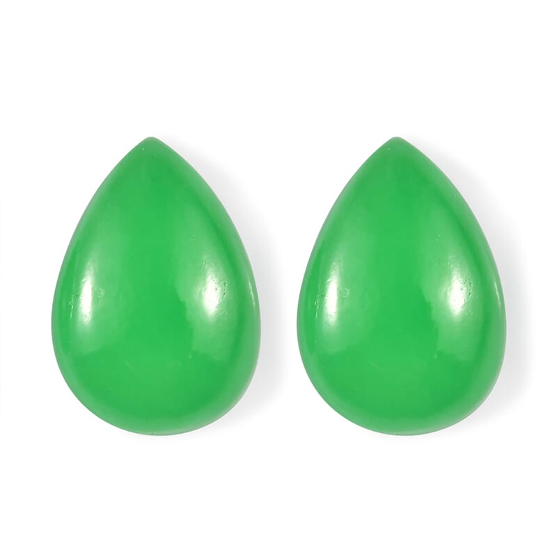 Green Jade Set of 2 (D) (Pear 10x7 mm) 3.86 ctw