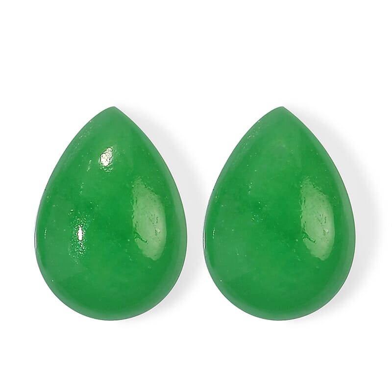 Green Jade Set of 2 (Pear 10x7 mm) 3.53 ctw