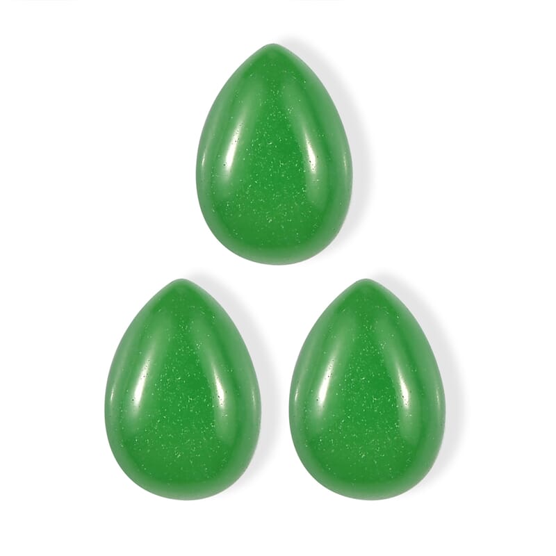 Green Jade Set of 3 (D) (Pear 7x5 mm) 2.65 ctw