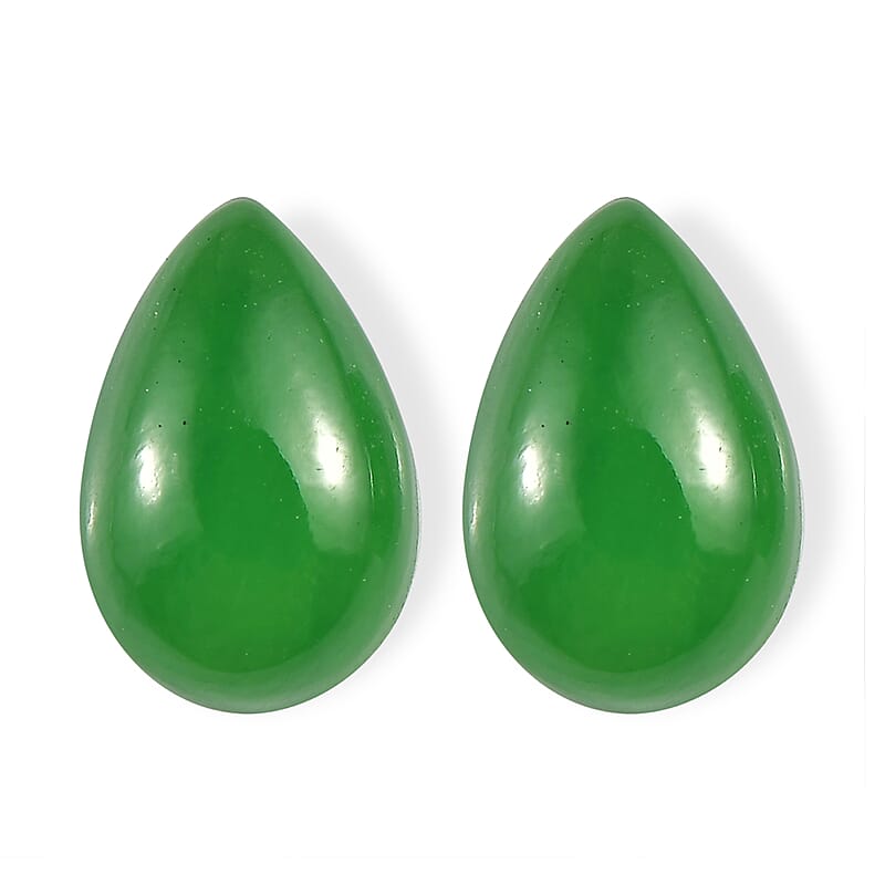 Green Jade Set of 2 (Pear 8x5 mm) 1.68 ctw