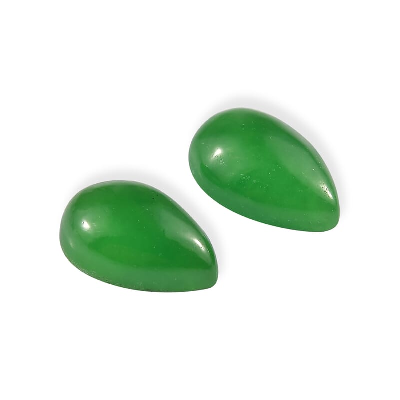 Green Jade Set of 2 (D) (Pear 8x5 mm) 1.68 ctw