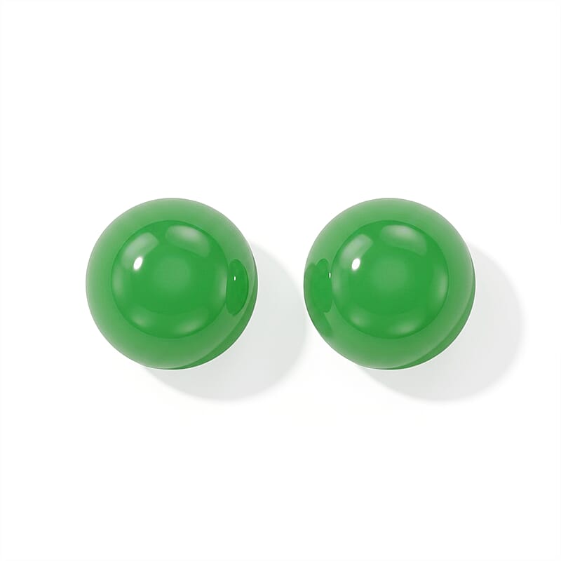 Green Jade Set of 2 (Rnd 7 mm) 2.21 ctw