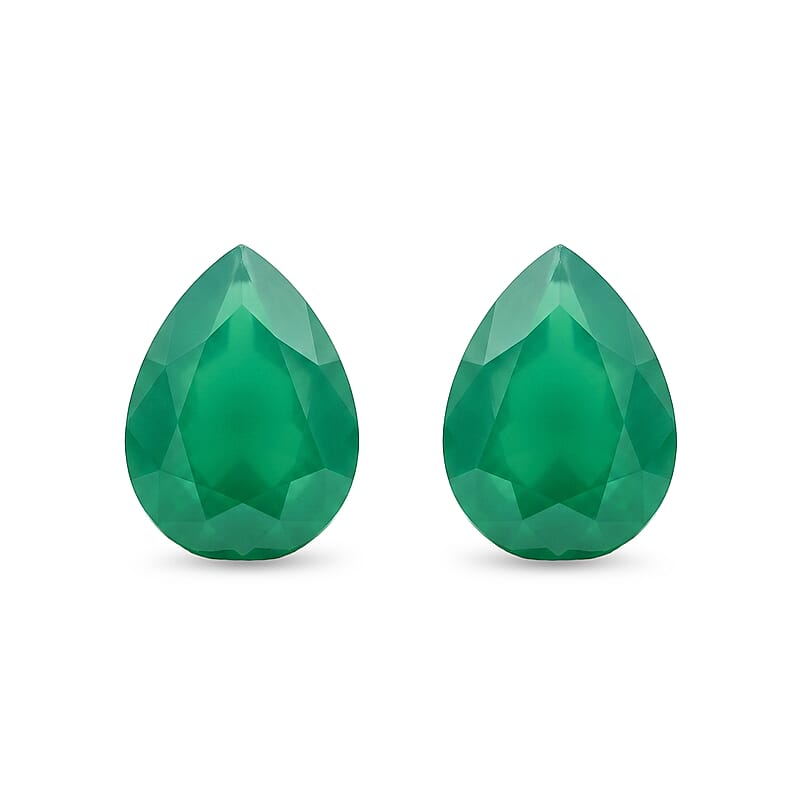 Green Onyx Set of 2 (Pear 7x5 mm) 1.28 ctw