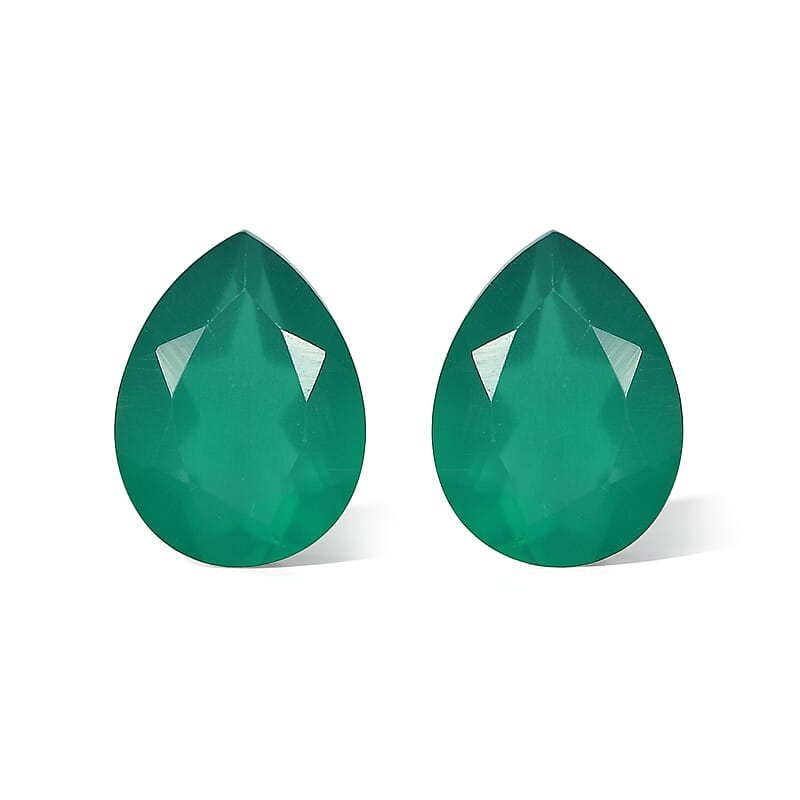 Green Onyx Set of 2 (Pear 8x6 mm) 1.83 ctw