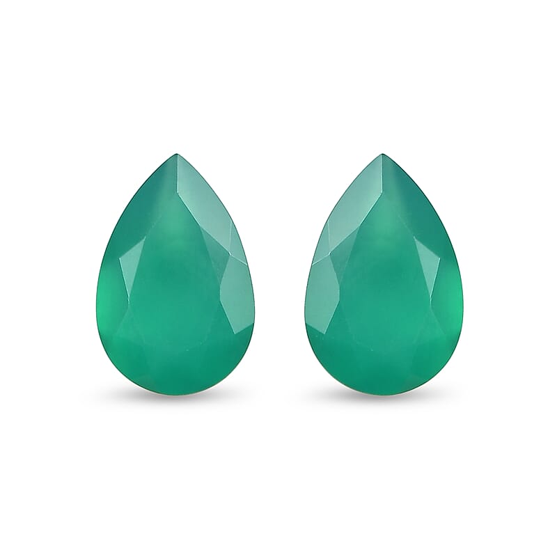 Green Onyx Set of 2 (Pear 9x6 mm) 1.94 ctw