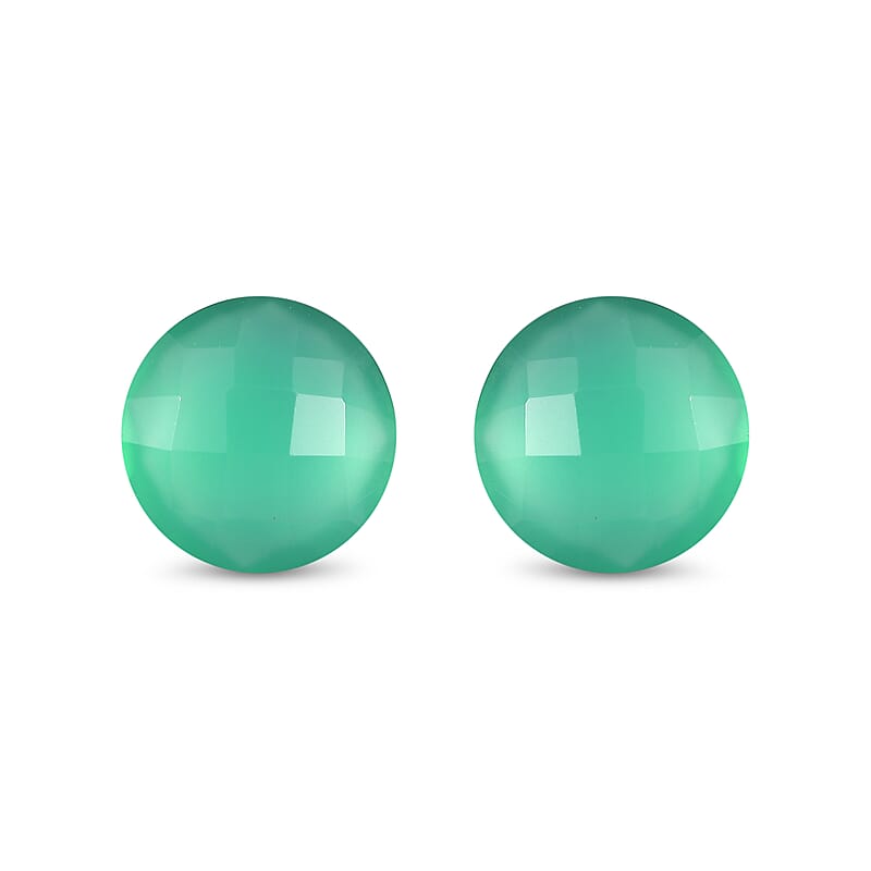 Green Onyx Set of 2 (Rnd 8 mm) 2.79 ctw