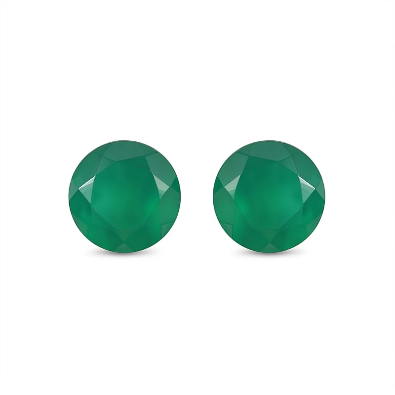 Green Onyx Set of 2 (Rnd 8 mm) 3.04 ctw