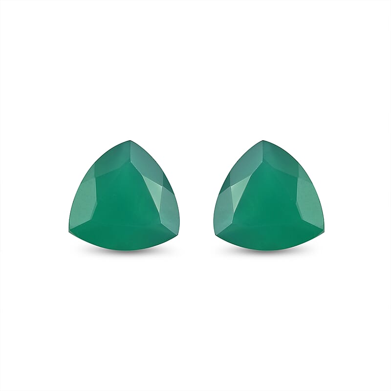 Green Onyx Set of 2 (Tril 9 mm) 4.30 ctw