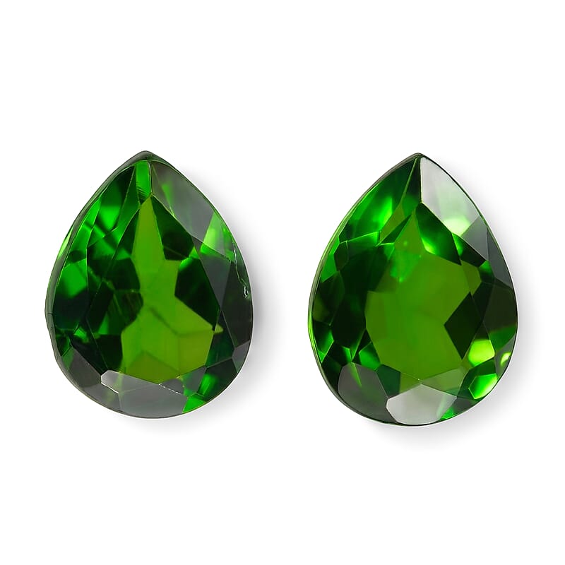 AA Natural Chrome Diopside Set of 2 (Pear 5x4 mm) 0.71 ctw