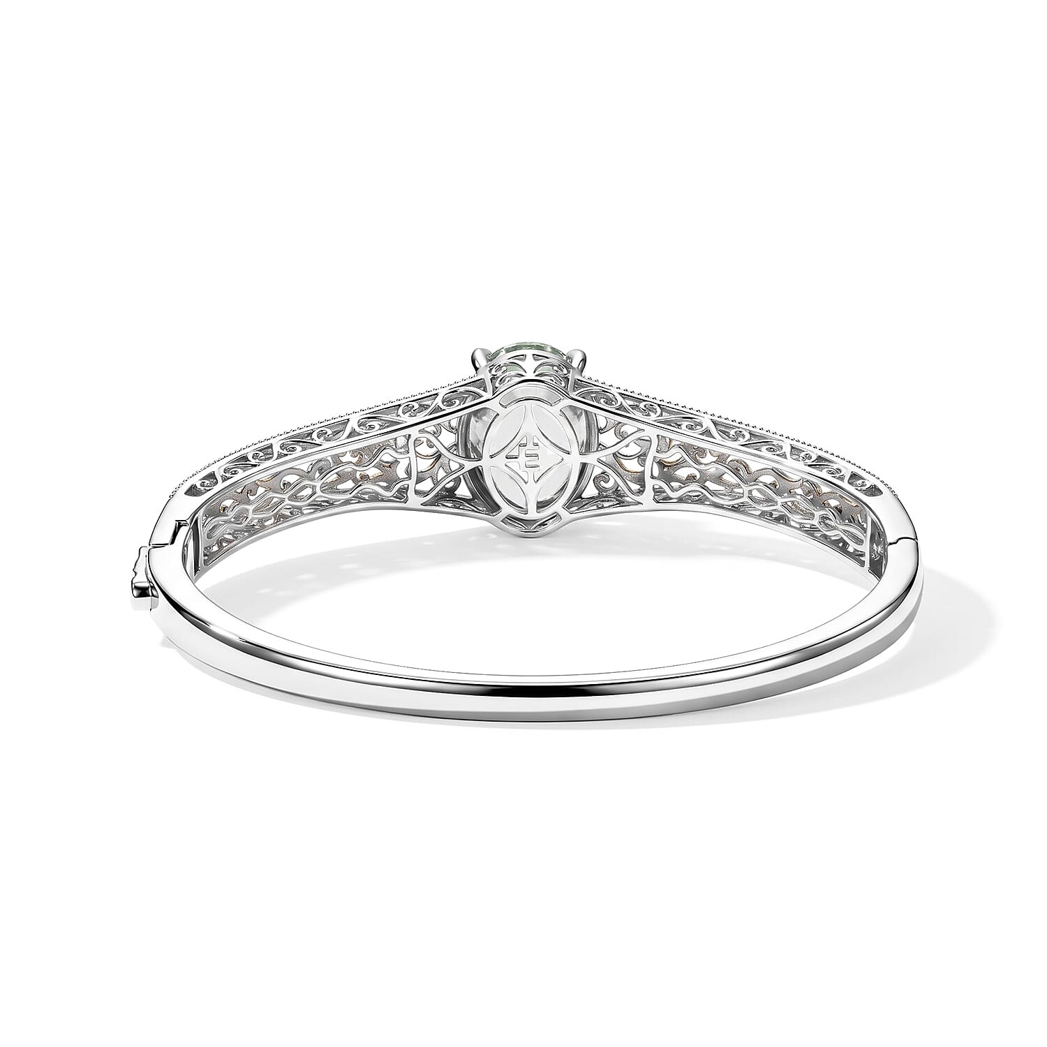 EverTrue Montezuma Prasiolite 12.10 ctw Bangle Bracelet in 18K YG Plated and Platinum Bond (7.25 in)