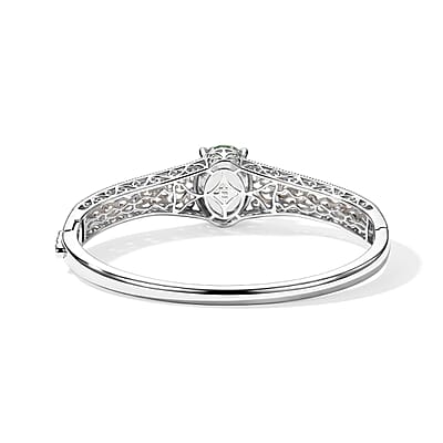 EverTrue Montezuma Prasiolite 12.10 ctw Bangle Bracelet in 18K YG Plated and Platinum Bond (7.25 in)