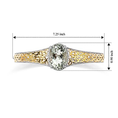 EverTrue Montezuma Prasiolite 12.10 ctw Bangle Bracelet in 18K YG Plated and Platinum Bond (7.25 in)