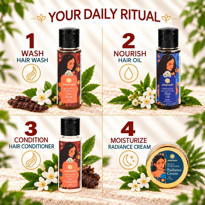 Ashpveda Nature's Purest Bhringraj & Shikakai Hair Wash / Bhringraj & Shikakai Hair Conditioner / Bhringraj Hair Oil / Ultra Hydration Radiance Day Cream 12 g / 0.42 oz