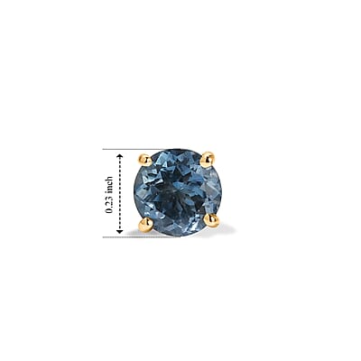 AAA Santamaria Aquamarine 1.20 ctw Solitaire Stud Screw Back Earrings in 10K Yellow Gold