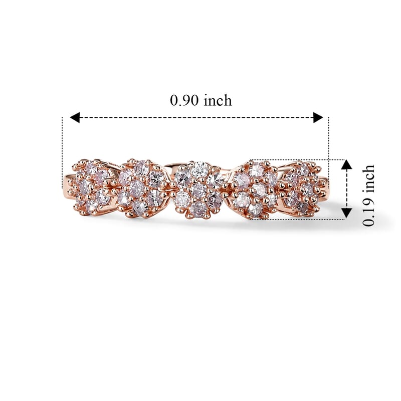 D'Joy Natural Pink Diamond I3 0.35 ctw Bloom Forever Ring in 18K Vermeil Rose Gold Over Sterling Silver (Size 7.0)