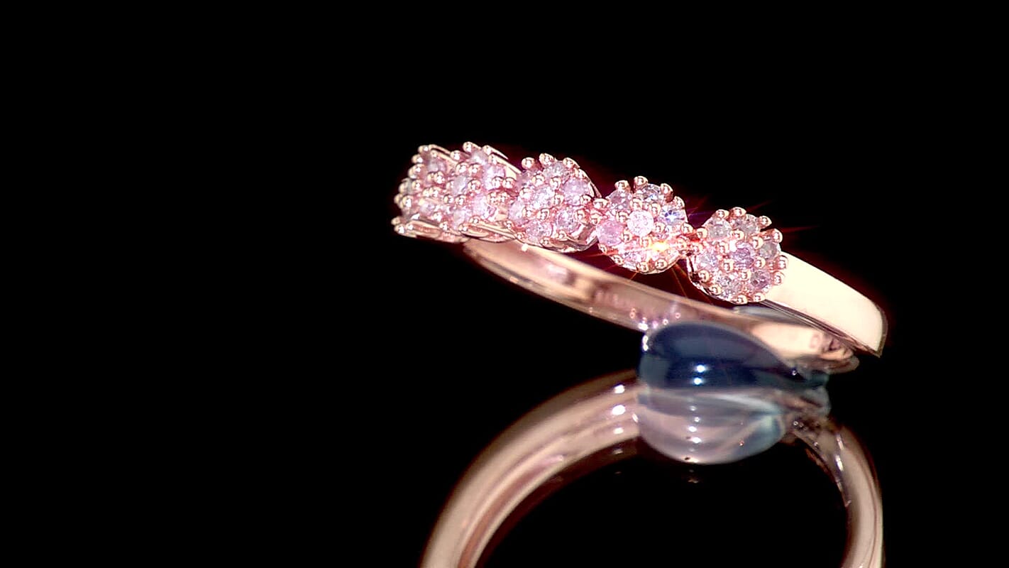 D''Joy Natural Pink Diamond I3 0.35 ctw Ring in 18K Vermeil Rose Gold Over Sterling Silver (Size 7.0)