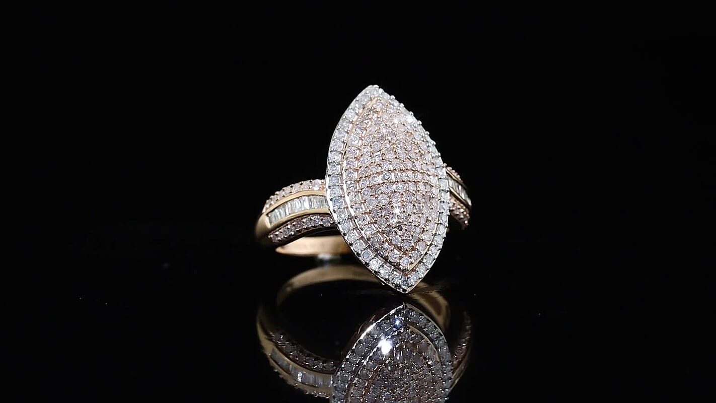 D''Joy Natural Pink and White Diamond 1.00 ctw Ring in 18K Vermeil Rose Gold Over Sterling Silver (Size 7.0)