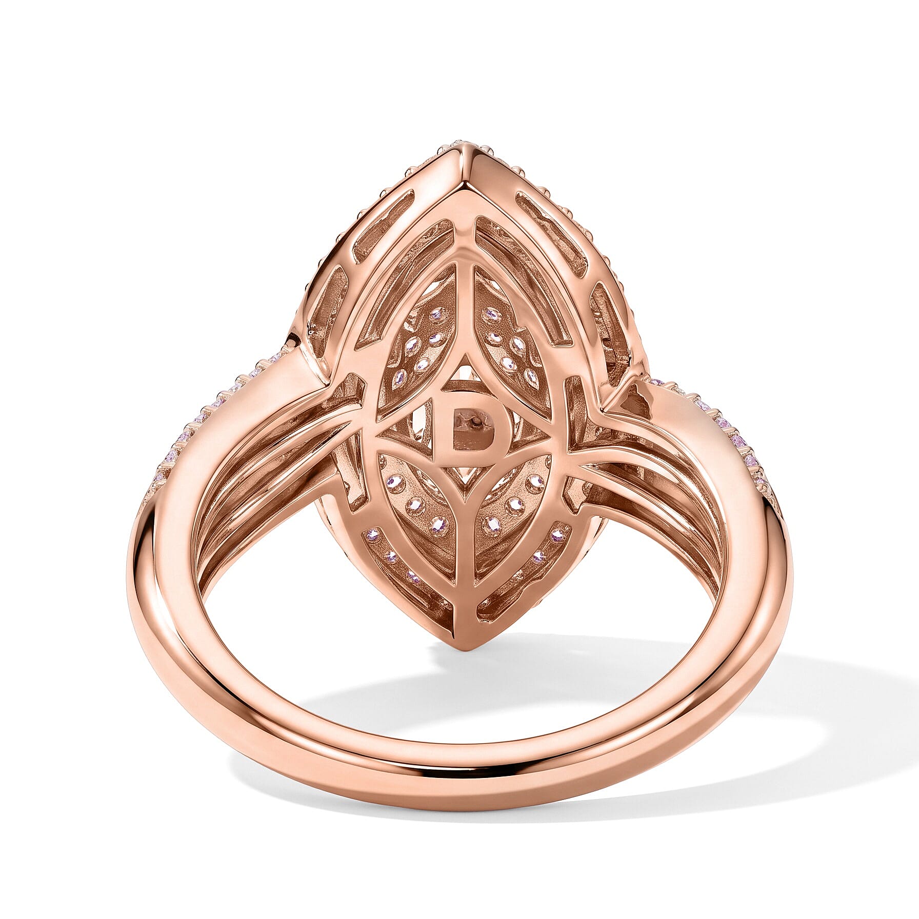 D'Joy Natural Pink and White Diamond 1.00 ctw Blush Royale Ring in 18K Vermeil Rose Gold Over Sterling Silver (Size 6.0)