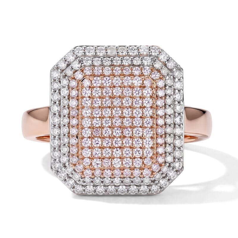 D'Joy Natural Pink and White Diamond 1.00 ctw Blush Royale Ring in 18K Vermeil Rose Gold Over Sterling Silver (Size 8.0)