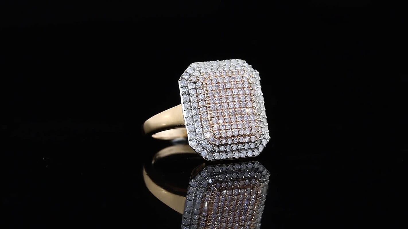 D''Joy Natural Pink and White Diamond Ring in 18K Vermeil Rose Gold Over Sterling Silver (Size 7.0) 1.00 ctw