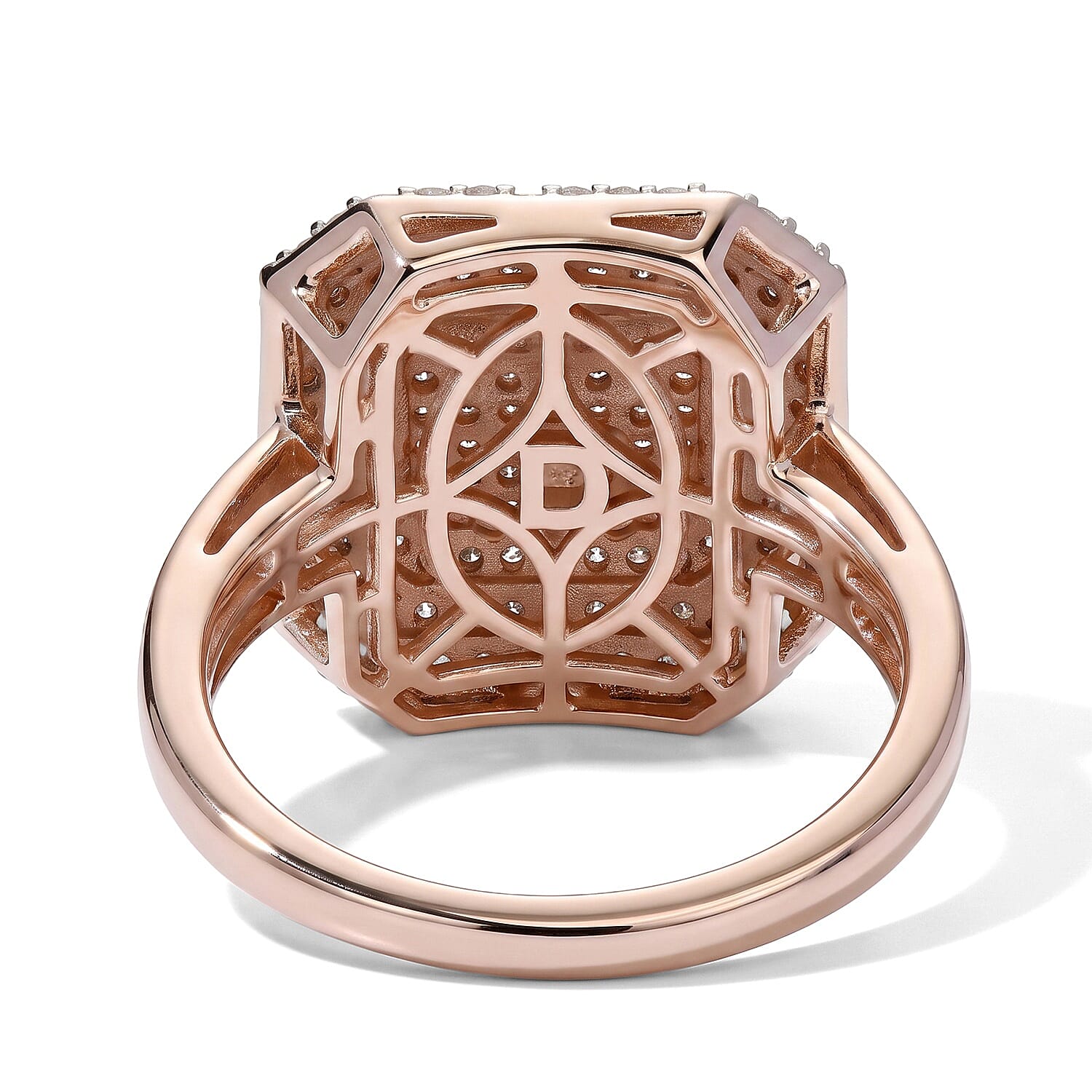 D'Joy Natural Pink and White Diamond 1.00 ctw Blush Royale Ring in 18K Vermeil Rose Gold Over Sterling Silver (Size 8.0)