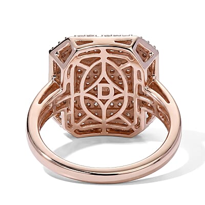 D'Joy Natural Pink and White Diamond 1.00 ctw Blush Royale Ring in 18K Vermeil Rose Gold Over Sterling Silver (Size 8.0)