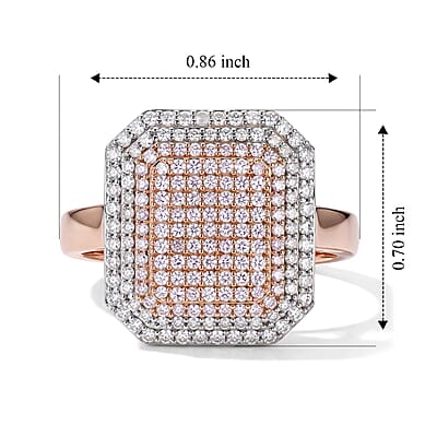 D'Joy Natural Pink and White Diamond 1.00 ctw Blush Royale Ring in 18K Vermeil Rose Gold Over Sterling Silver (Size 8.0)