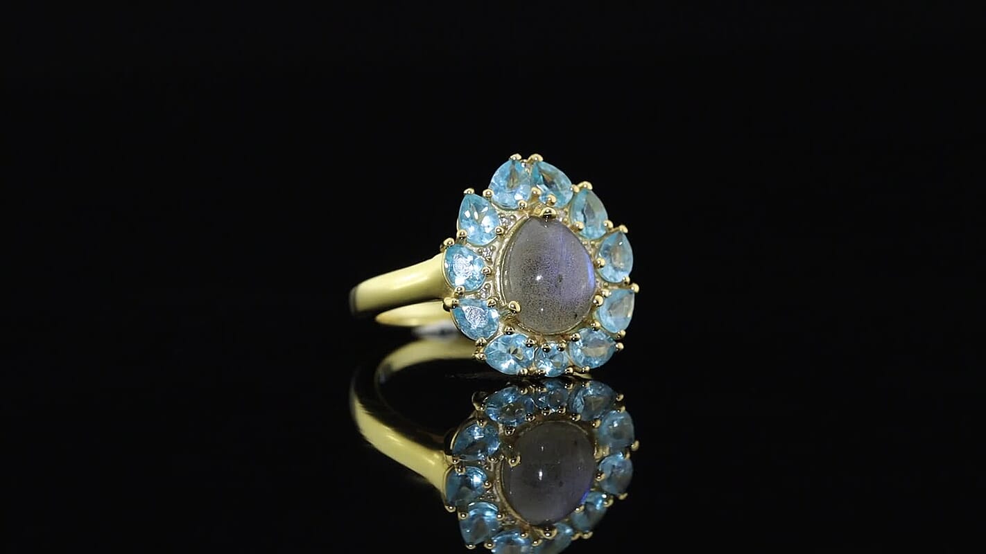 EverTrue AAA Malagasy Labradorite, Multi Gemstone Ring in 18K YG Plated (Size 10.0) 3.80 ctw