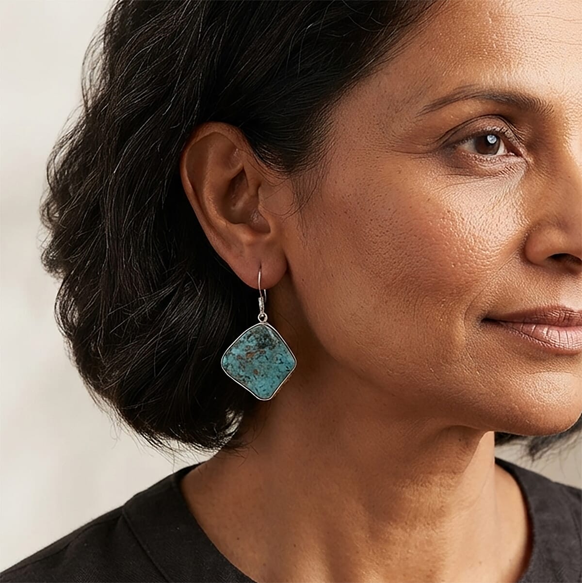 D'Joy Artisan Crafted Royal Hubei Blue Turquoise 47.50 ctw Southwest Style Earrings in Sterling Silver