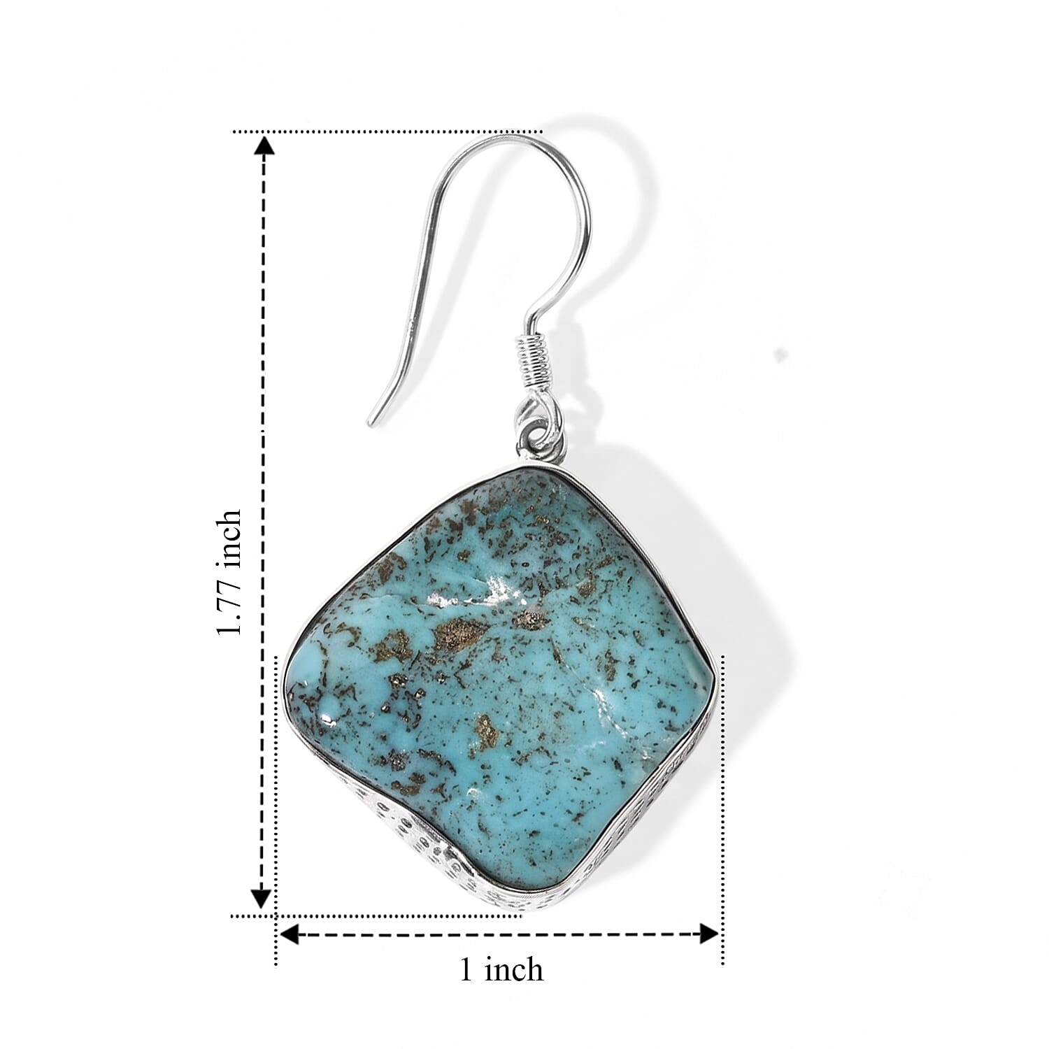 D'Joy Artisan Crafted Royal Hubei Blue Turquoise 47.50 ctw Southwest Style Earrings in Sterling Silver