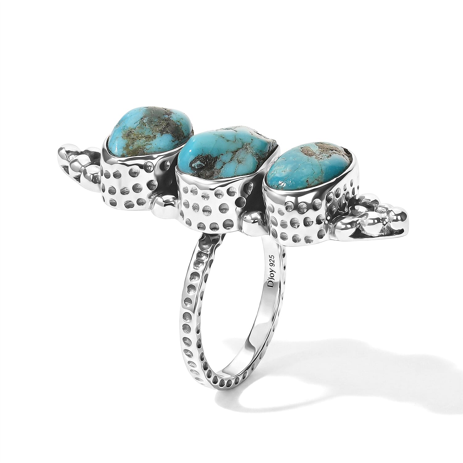 D'Joy Artisan Crafted Royal Hubei Blue Turquoise 7.85 ctw Ring in Sterling Silver (Size 6.0)