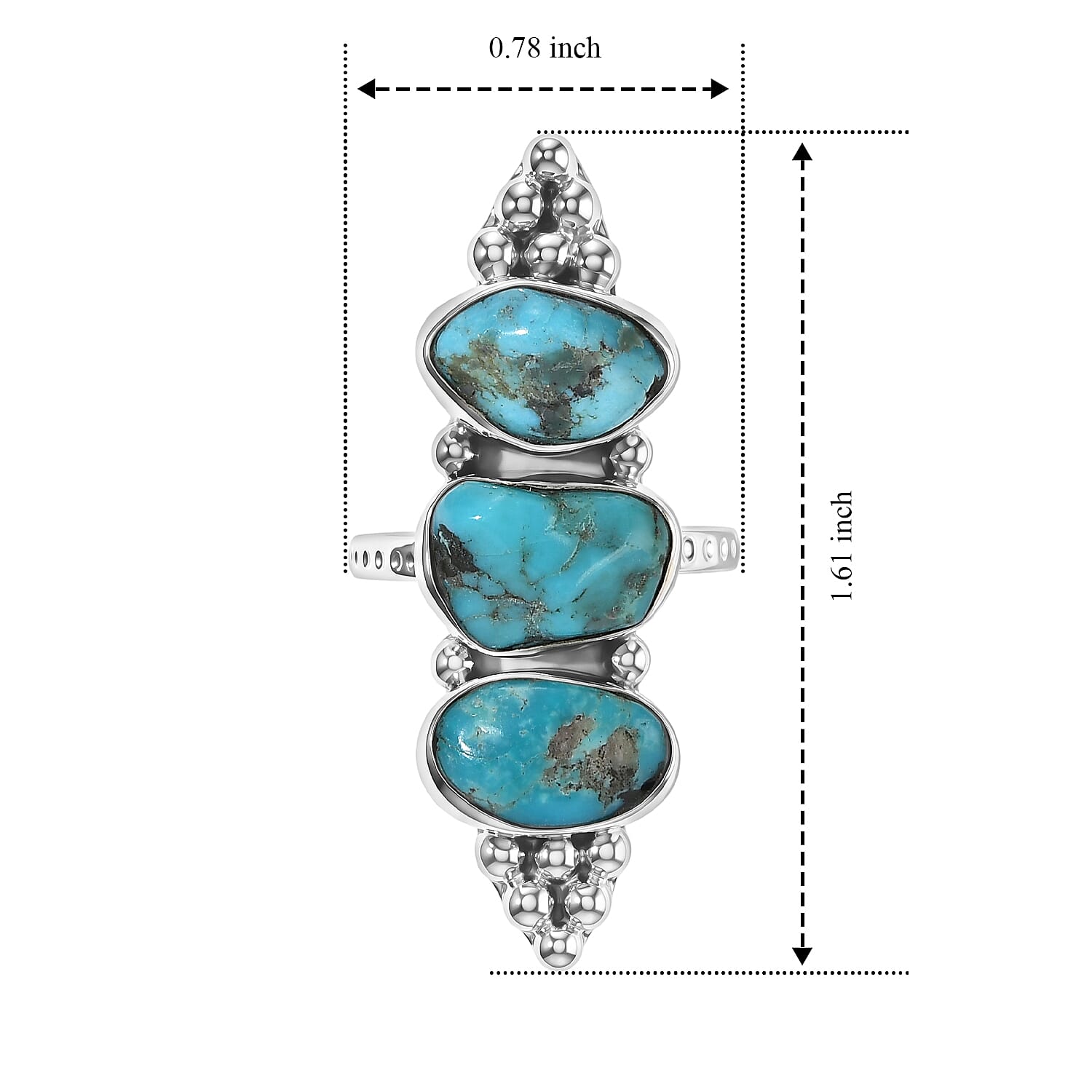 D'Joy Artisan Crafted Royal Hubei Blue Turquoise 7.85 ctw Ring in Sterling Silver (Size 6.0)