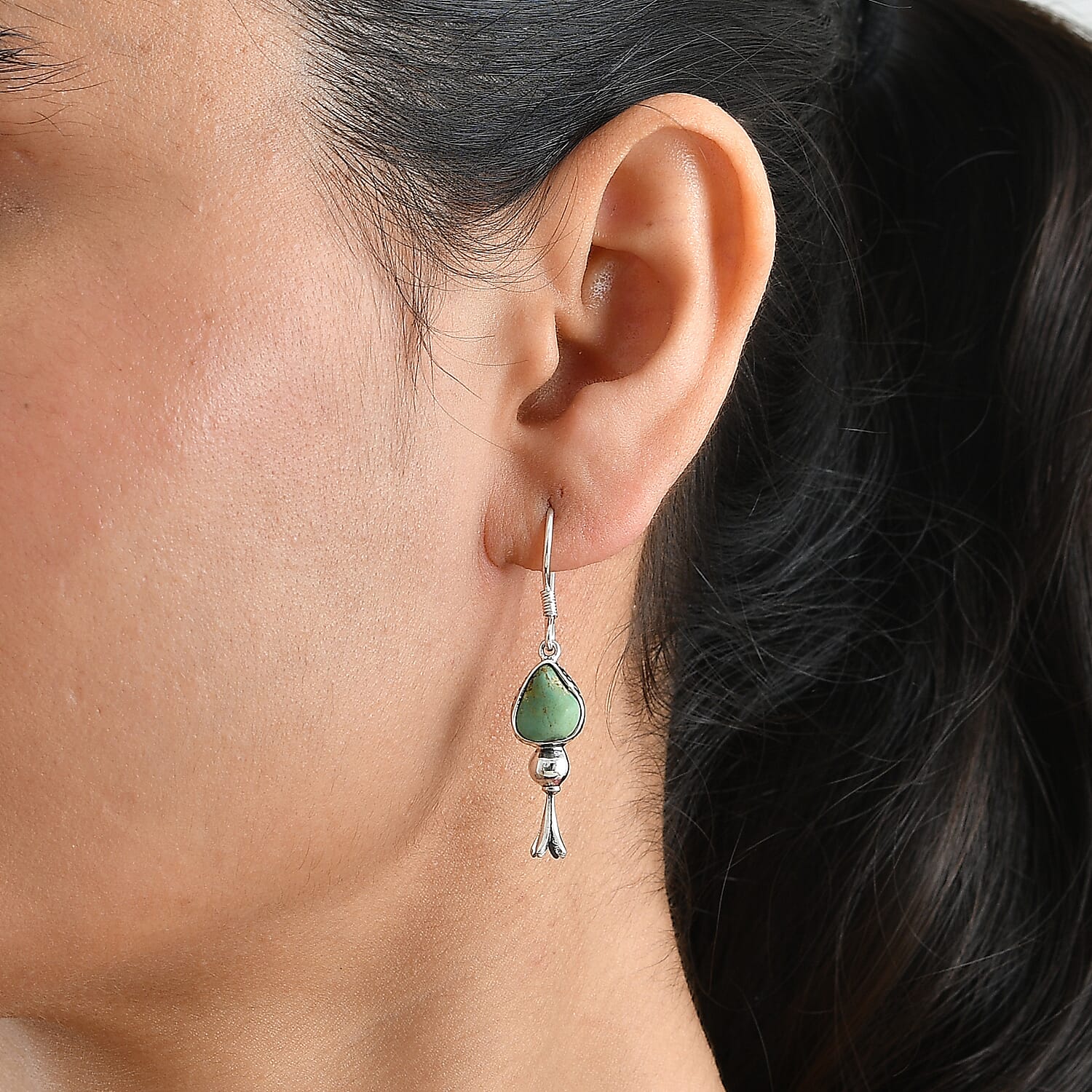 D'Joy Royal Hubei Blue Turquoise 4.80 ctw Earrings in Sterling Silver